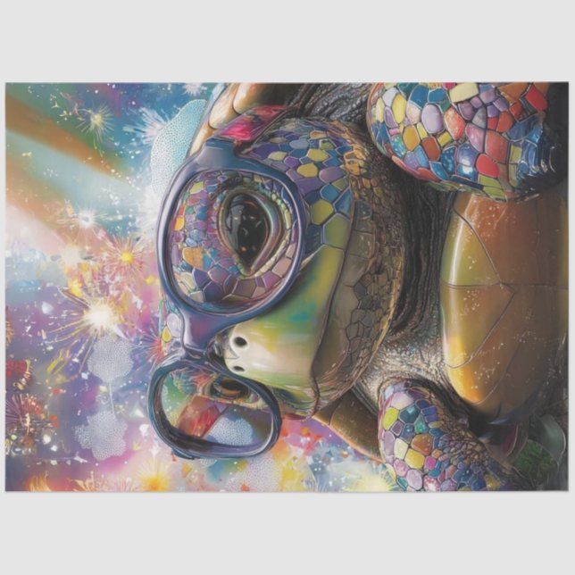 Decoupage Multicolored Artistic Turtle Seidenpapier (Vorderseite)