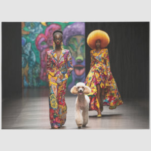 Decoupage Multicolored Fashion Runway Lady Poodle Seidenpapier
