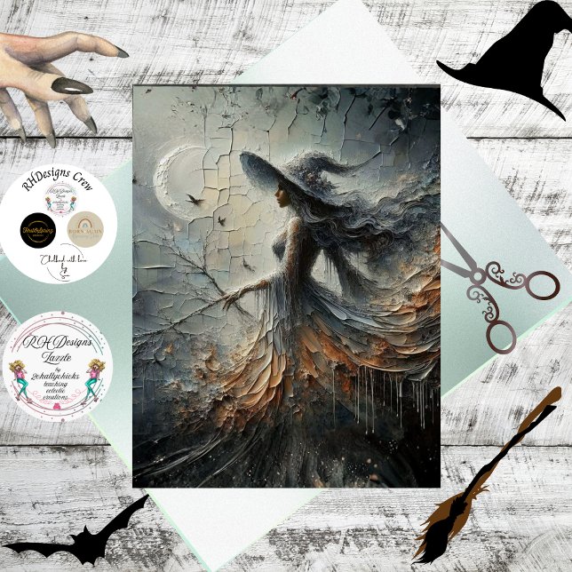 Decoupage Mystical Fantasy Woman Crescent Moon  Seidenpapier (Von Creator hochgeladen)