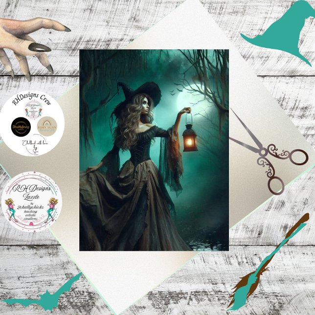 Decoupage Mystical Forest Witch Lantern Seidenpapier (Von Creator hochgeladen)