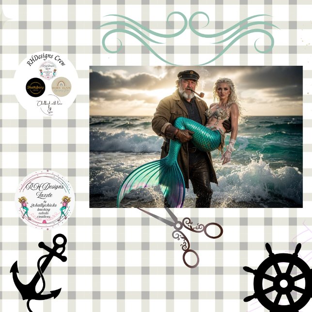 Decoupage Mythical Sailor Rescue Mermaid at Sea  Seidenpapier (Von Creator hochgeladen)