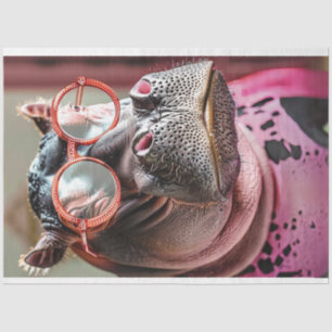 Decoupage Nah Up Hippo Große rote Brille Seidenpapier