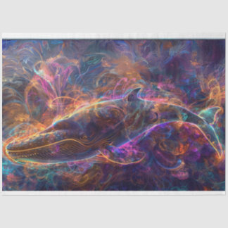 Decoupage Neon Whale Art Seidenpapier