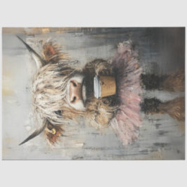 Decoupage Niedlich Highland Cow Pink Tutu & Coffee Seidenpapier