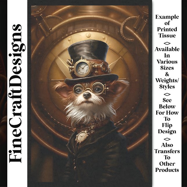 Decoupage Niedlich Steampunk Dog Hat Goggles Verla Seidenpapier (Von Creator hochgeladen)