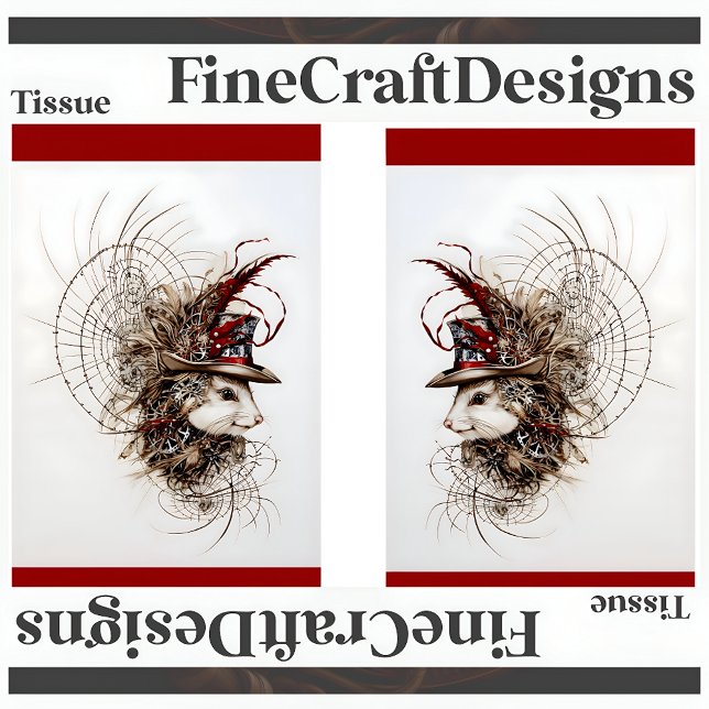 Decoupage Niedlich Steampunk Weiße Maus in Hat LR  Seidenpapier (Von Creator hochgeladen)