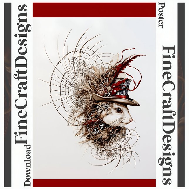 Decoupage Niedlich Steampunk Weiße Maus in Hat R 1 Seidenpapier (Von Creator hochgeladen)