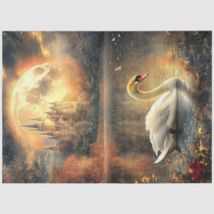 Decoupage Night Scene Moon Castel San Giorgio Seidenpapier