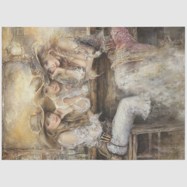 Decoupage Nostalgic Ladys Western Saloon Seidenpapier (Vorderseite)