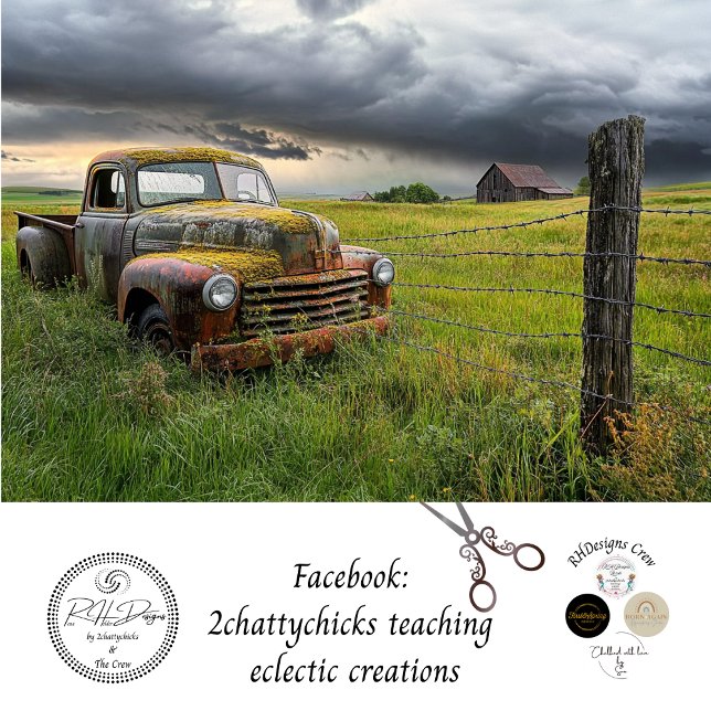 Decoupage Nostalgic Rusty Red Truck Alter Stall Seidenpapier (Von Creator hochgeladen)