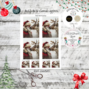 Decoupage Nostalgic Santa Rudolph Kiss Seidenpapier