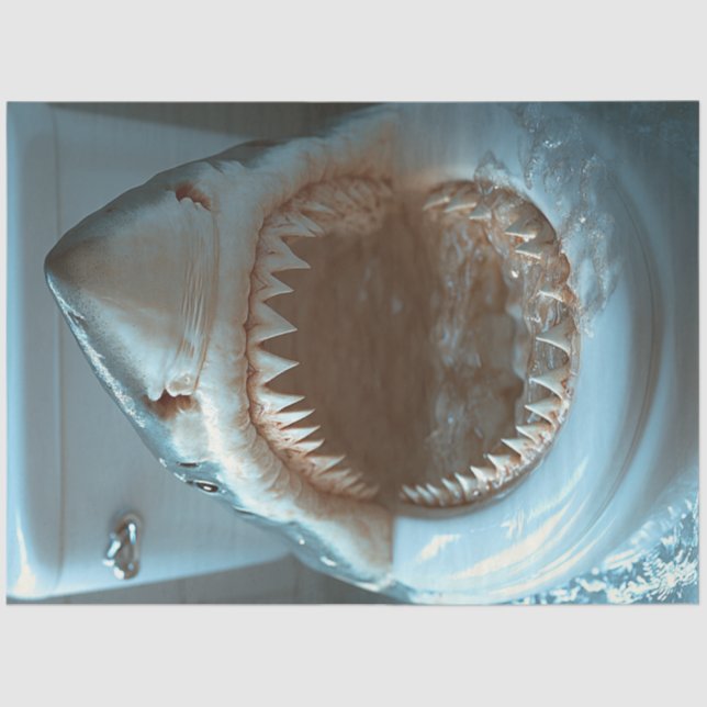 Decoupage Open Mouth Shark Toilettensitz Seidenpapier (Vorderseite)