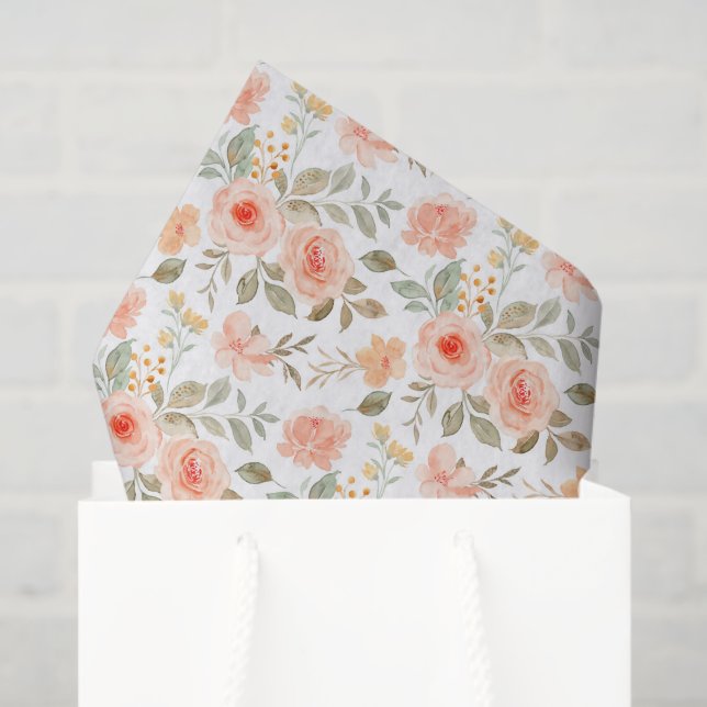 Decoupage Orange Peach Floral Blume Seidenpapier (Geschenktüte)