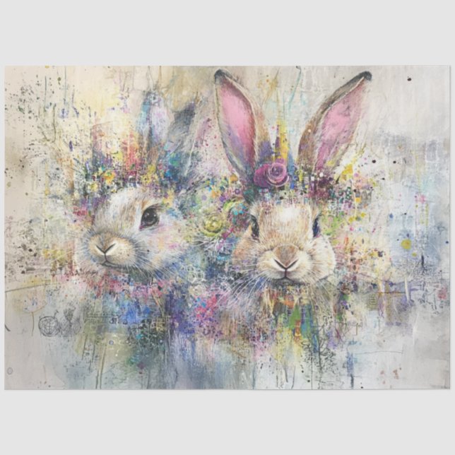 Decoupage-Osterhasen-Art-Abstrakt-Panel  Seidenpapier (Vorderseite)