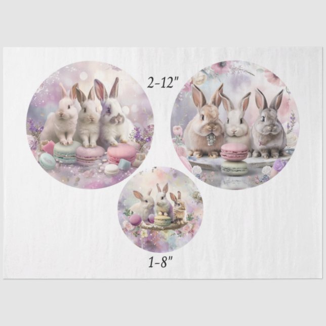 Decoupage-Osterhasen-Macaroon 12" Runden  Seidenpapier (Vorderseite)