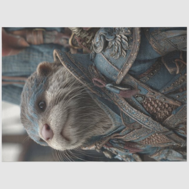 Decoupage Otter Warrior Blue Anzug Seidenpapier (Vorderseite)