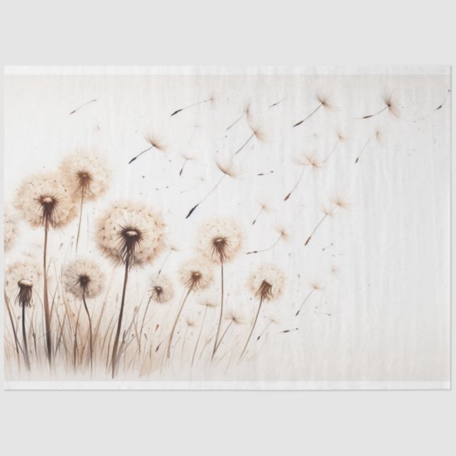 Decoupage Paper Botanical Dandelion Blume Seidenpapier (Vorderseite)
