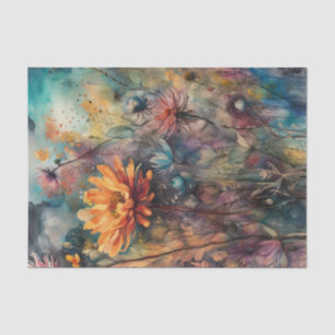 Decoupage Paper (dunkle Wasserfarben-Blume)   Mood Seidenpapier