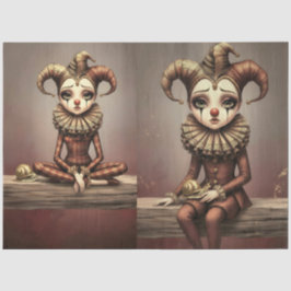 Decoupage Paper Melancholic Clown  Seidenpapier