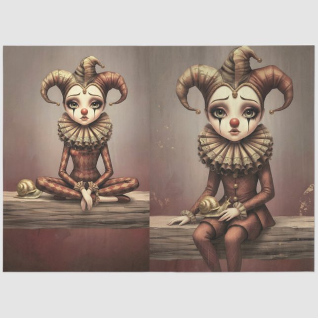 Decoupage Paper Melancholic Clown  Seidenpapier (Vorderseite)