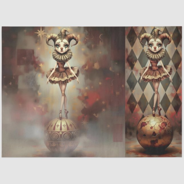 Decoupage Paper Melancholic Clown  Seidenpapier (Vorderseite)