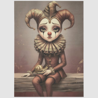 Decoupage Paper Melancholic Clown Seidenpapier
