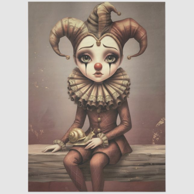 Decoupage Paper Melancholic Clown  Seidenpapier (Vorderseite)