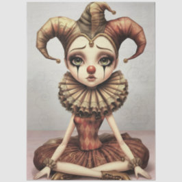 Decoupage Paper Melancholic Clown  Seidenpapier