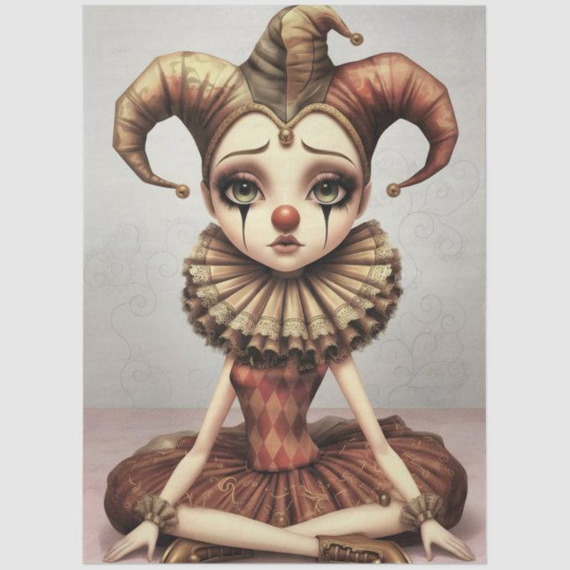 Decoupage Paper Melancholic Clown  Seidenpapier (Vorderseite)