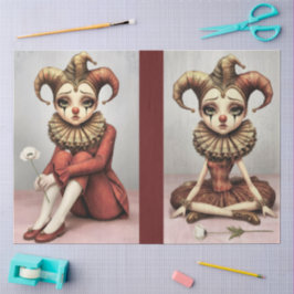 Decoupage Paper Melancholic Clown  Seidenpapier
