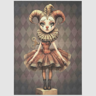 Decoupage Paper Melancholic Clown Seidenpapier