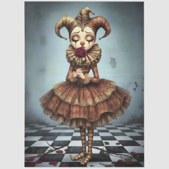 Decoupage Paper Melancholic Clown  Seidenpapier (Vorderseite)