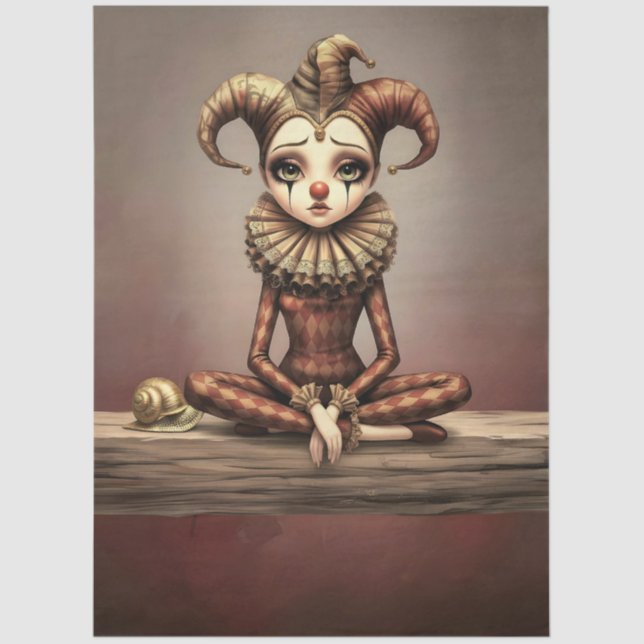 Decoupage Paper Melancholic Clown  Seidenpapier (Vorderseite)