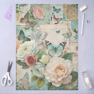 Decoupage Pastel florale Collage Craft Seidenpapier