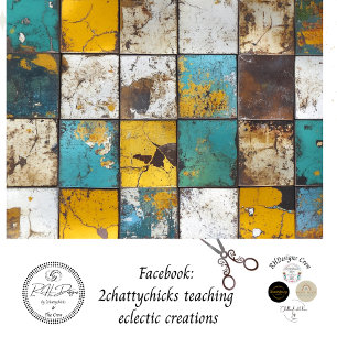 Decoupage Patchwork Blue Brown Yellow Background Seidenpapier