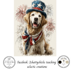 Découpage Patriotischer Golden Retriever 250. Seidenpapier