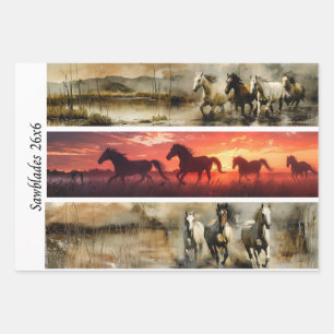Decoupage-Pferde Handsäge & Schild Designs Geschenkpapier Set