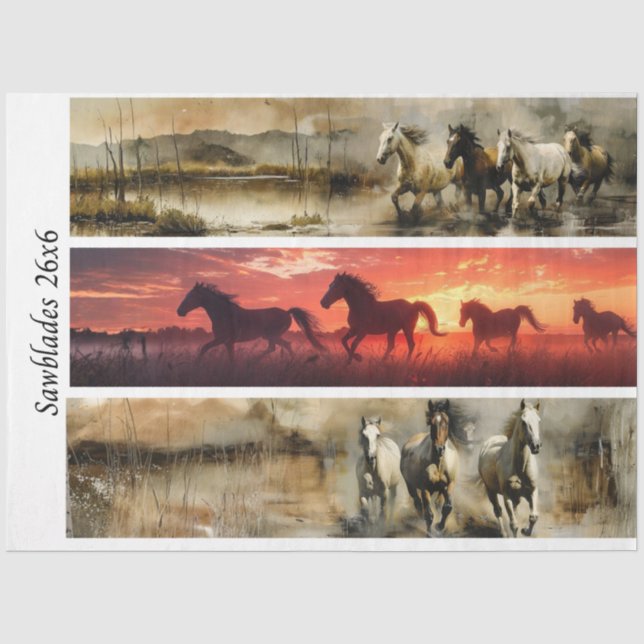 Decoupage-Pferde Handsäge & Schild Designs  Seidenpapier (Vorderseite)