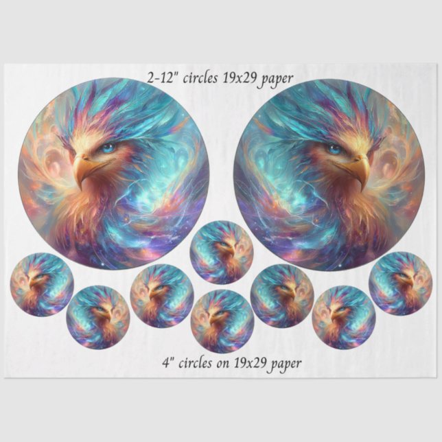 Decoupage Phoenix Art 12" rounds & 4" coasters  Seidenpapier (Vorderseite)