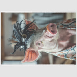 Decoupage Pig Penelope im Salon Seidenpapier