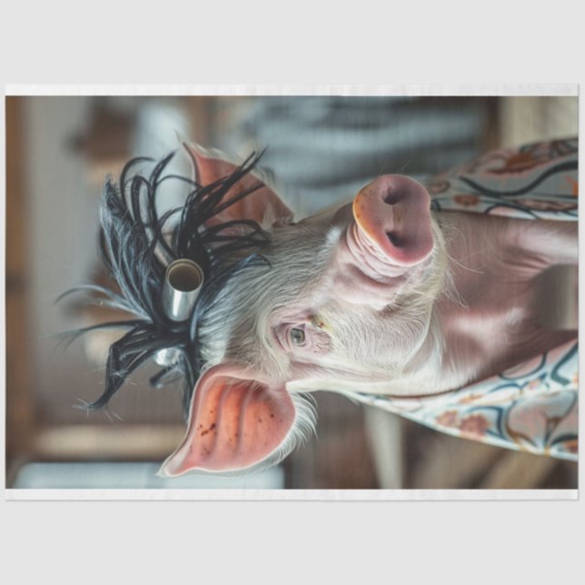 Decoupage Pig Penelope im Salon Seidenpapier (Vorderseite)