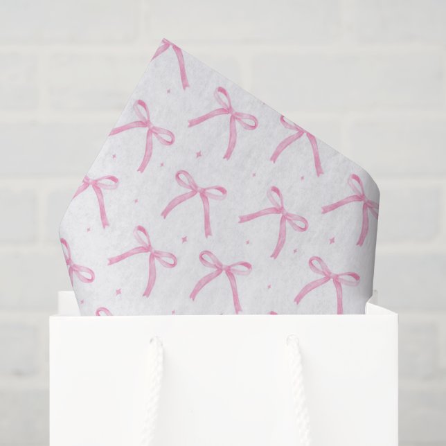 Decoupage Pink Bows Watercolor Seidenpapier (Geschenktüte)