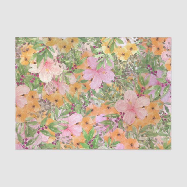 Decoupage Pink Orange Blume Seidenpapier (Vorderseite)