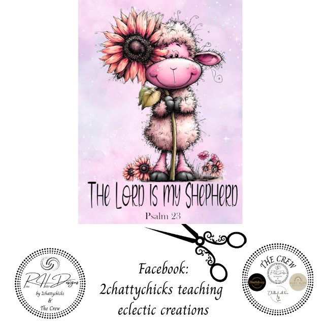 Decoupage Pink Sheep Lord is my Shepard Psalm 23  Seidenpapier (Von Creator hochgeladen)