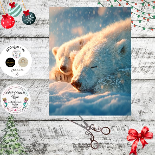 Decoupage Polar Bear Winter Scene Sleeping  Seidenpapier (Von Creator hochgeladen)