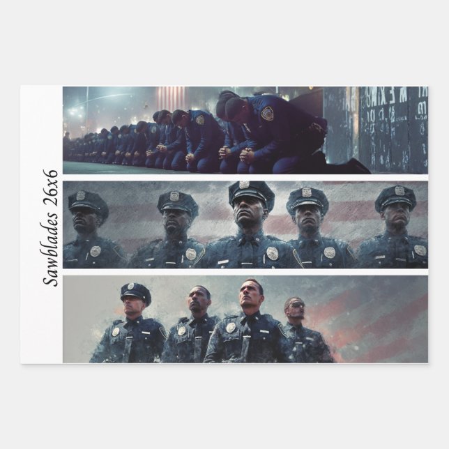 Decoupage Police Tribute Handsaws  Geschenkpapier Set (Vorderseite)