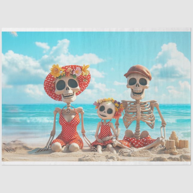 Decoupage Poster Skelton Beach Family Bridges Seidenpapier (Vorderseite)