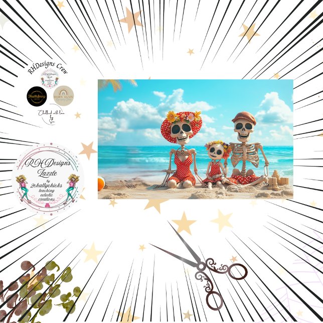 Decoupage Poster Skelton Beach Family Bridges Seidenpapier (Von Creator hochgeladen)