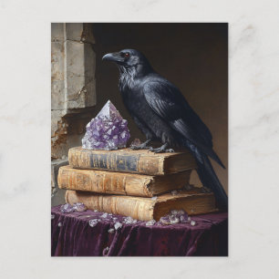 Decoupage Raven und Amethyst Gothic Postkarte