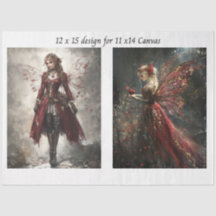 Decoupage Red Faries to fit 11 x 14 Canvas